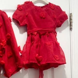 Ivy City Co. Pom Pom baby dress in red!